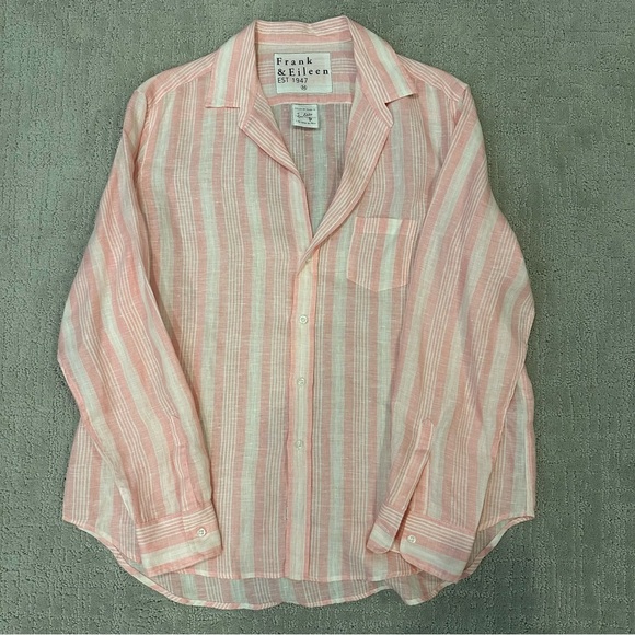 NWOT - FRANK & EILEEN Barry striped linen shirt - Picture 7 of 7